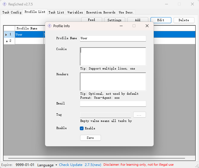 Profile Settings